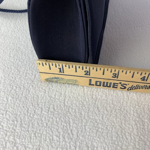 La Regale Navy Blue Fabric Rectangle Clutch Shoulder Evening Bag Purse 90’s - Picture 5 of 14